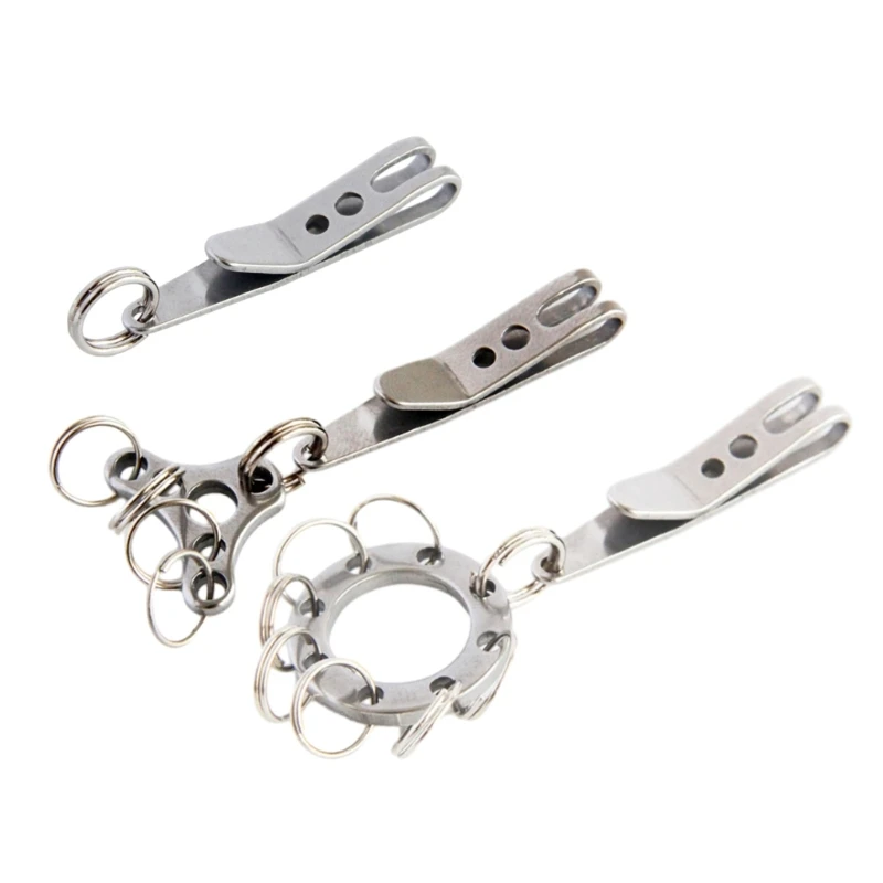 Stainless Steel Suspension Pocket Clip Key Holder with Keychain Outdoor Belt Clip Multifunction Key Suspension Tool