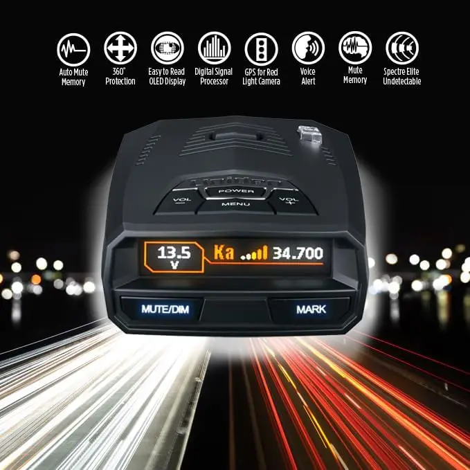 Extreme Long-Range Laser/Radar Detector, Record Shattering Performance, Built-in GPS w/AUTO Mute Memory, Voice Alerts