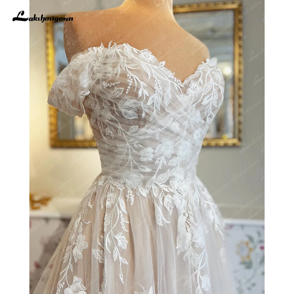 Lakshmigown Brautkleid Boho Hochzeitskleid 2027 Schulterfrei Übergröße Damen Kirchenhochzeitskleider Herzausschnitt Spitze Maßanfertigung – Detail 6