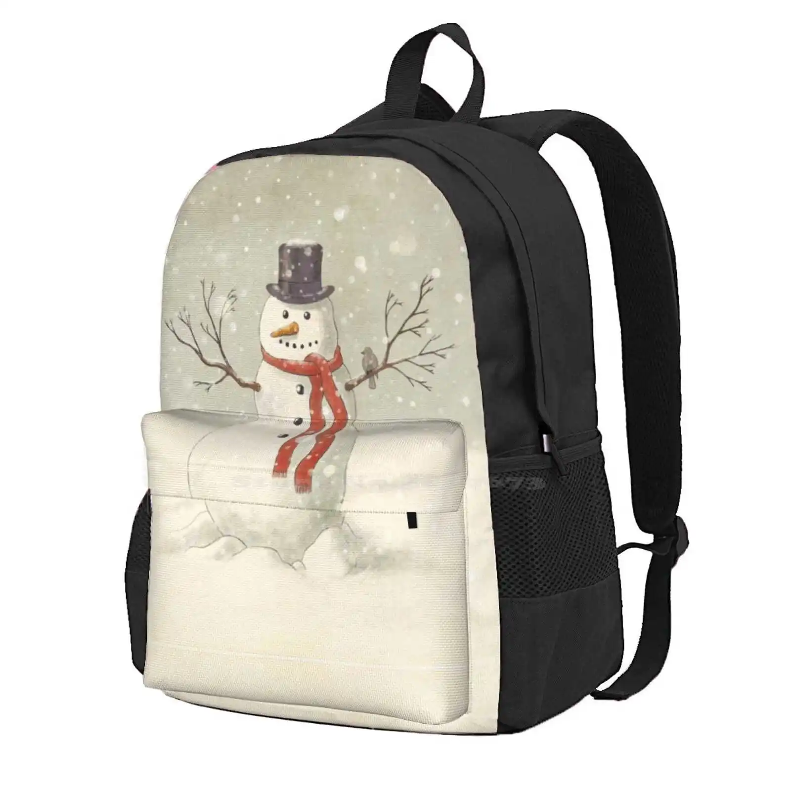 The Snowman Hot Sale Schoolbag Backpack Fashion Bags Snowman Christmas Merry Happy Joyous Festive Snowing Winter Cute Vintage