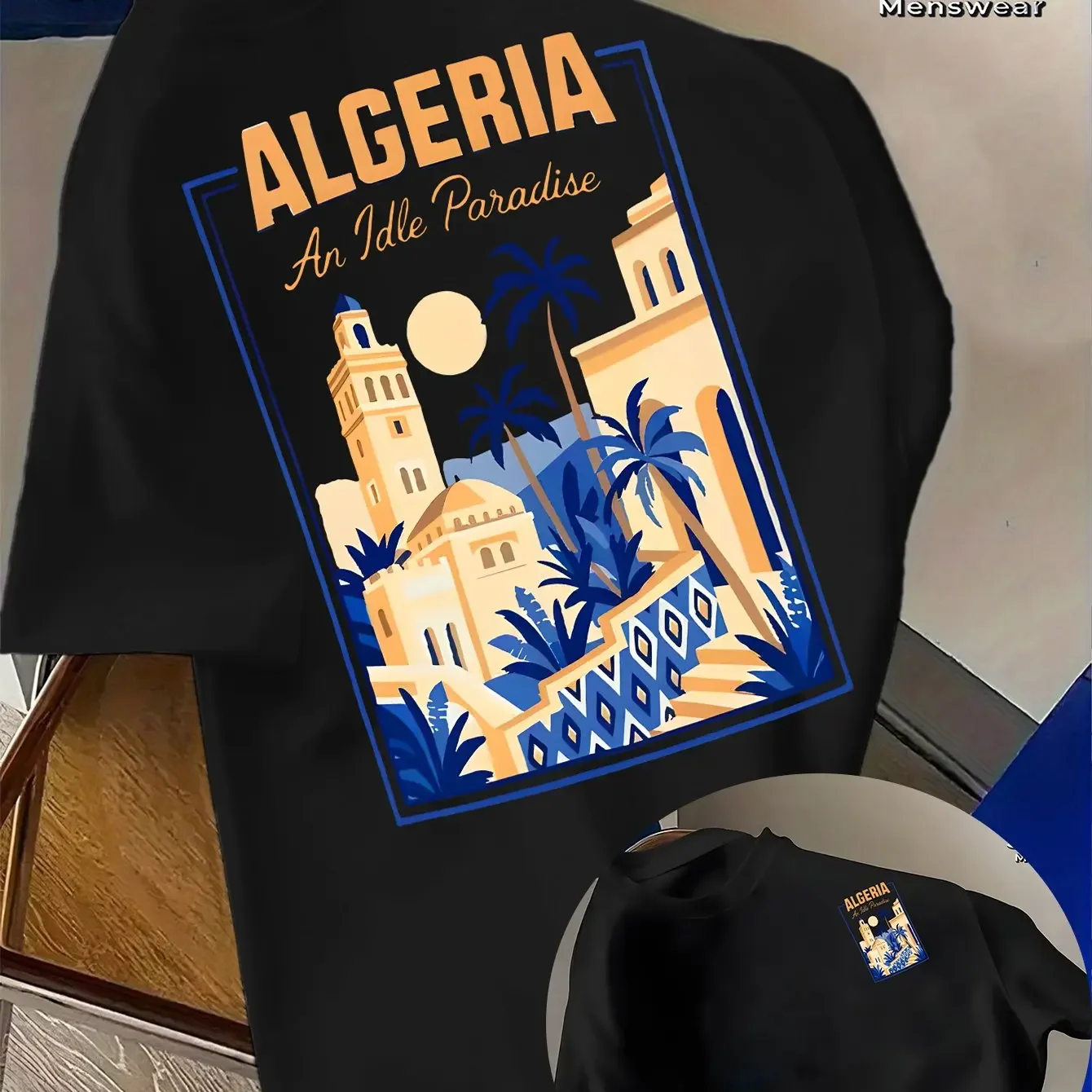 T-shirt pour homme Algerian Travel, motif rétro, style urbain, « A Idle Paradise »