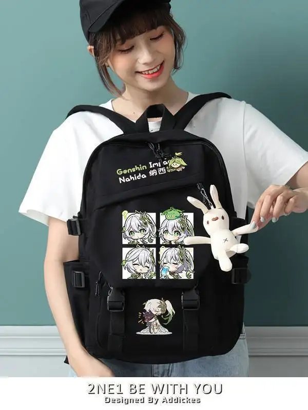 Impact Genshin Mercancía Venti Paimon Estudiante Bolso casual unisex Hu Tao Juego Fan Mochila Anine