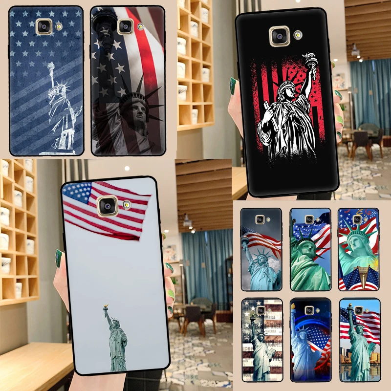 America Flag Statue of Liberty Case For Samsung Galaxy J5 J7 J3 J1 A3 A5 2016 2017 J8 A7 A9 A6 A8 2018 J4 J6 Plus Cover