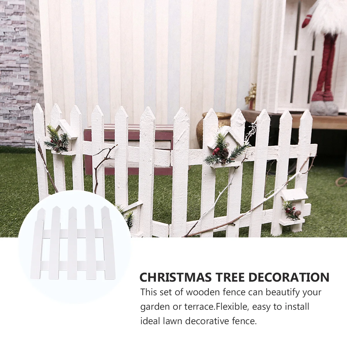 

1Set 1.2m Miniature Yard Fence Log Edging Patio Wooden Decorative Christmas Tree Guardrail Log Edging Xmas Tree Fence
