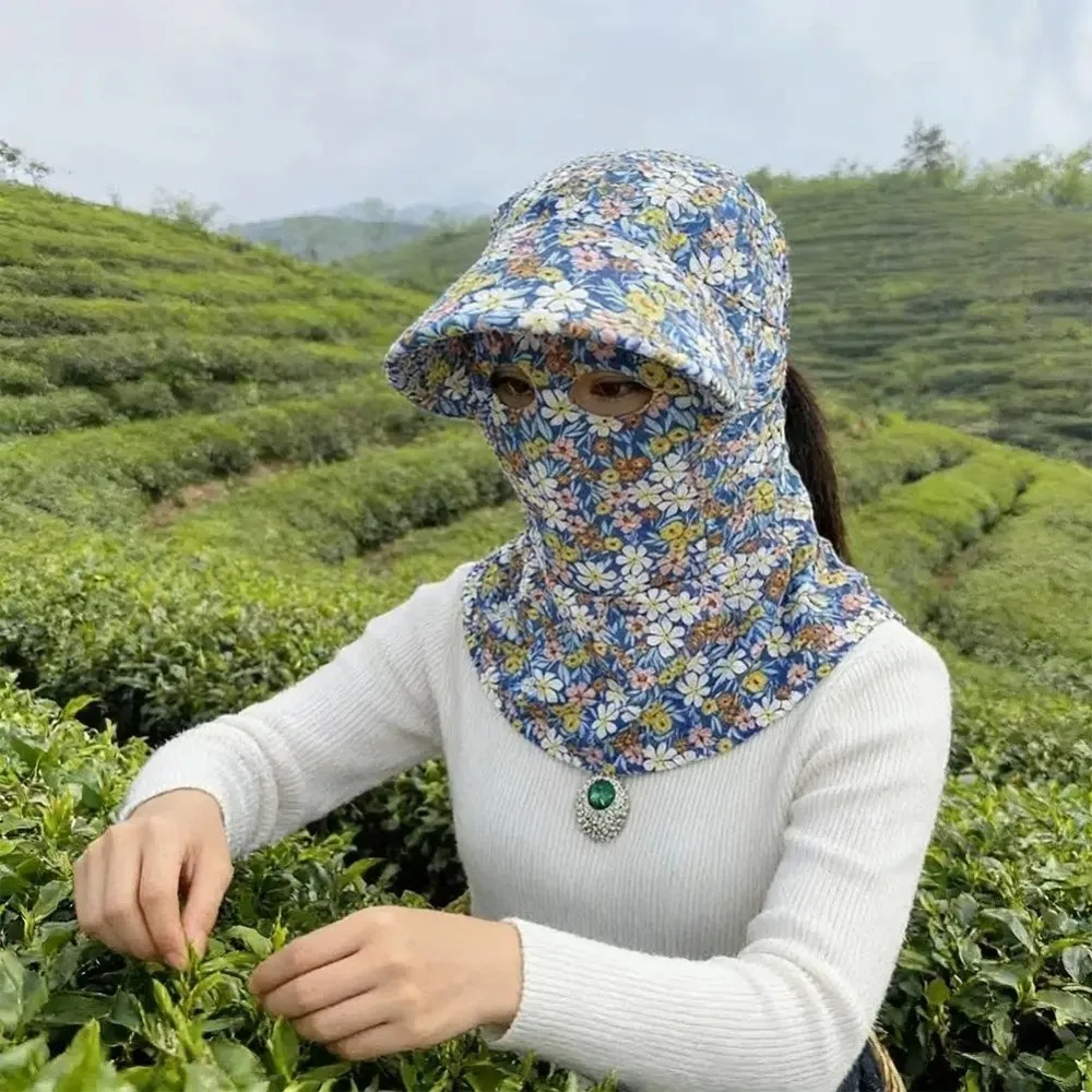 Work Hat Breathable Tea Picking Sun Hat Full Coverage Foldable Face Cover Hat Adjustable Lightweight Wide Brim Hat Tea Picking 5