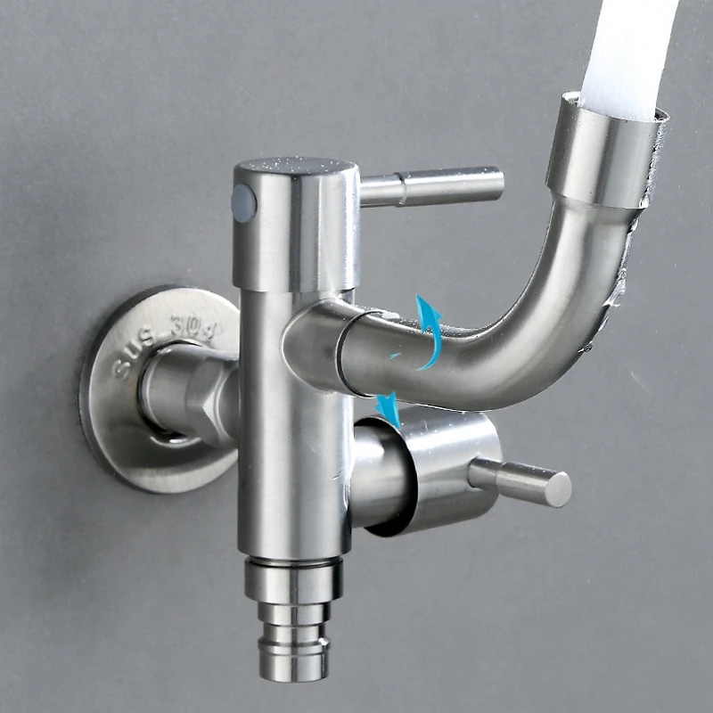 

Stainless Steel Bibcock Faucet 360 Rotation Spout Outdoor Garden Taps for Washing Machine Laundry Cleaning Toilet Mop Pool Tap