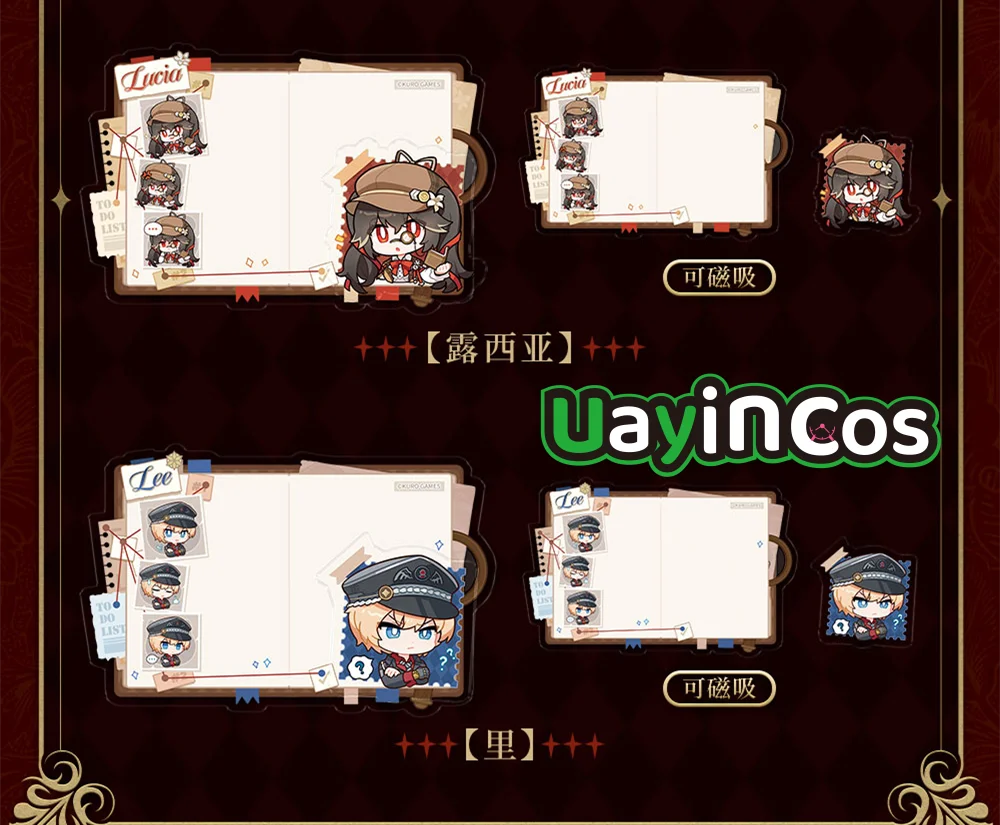 

Official Merch GRAY RAVEN：PUNISHING Lee Lucia Liv Note Refrigerator Stickers Ornament Mistbound Rwilight Anime Game Toy Kids G