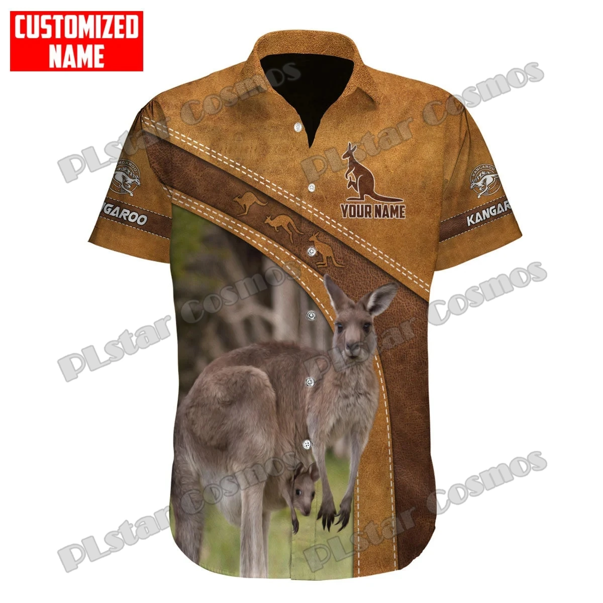 Custom Name Kangaroo & Deer 3D Printed Fashion Men's Hawaiian Shirt Unisex Summer Casual Short Sleeve Button Down Shirts CY-42