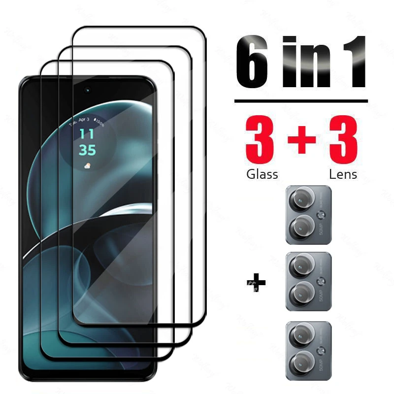 6 In 1 For Motorola Moto G14 Glass Tempered Glass For Motorola G14 Glass Full Cover Screen Protector Camera Film Moto G14 Glass