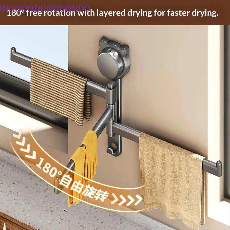 Rotating Towel Rack With Vacuum Suction And Adhesive Made Of PP Material Requires No Drilling Securely Attaches Rotates Flexibl