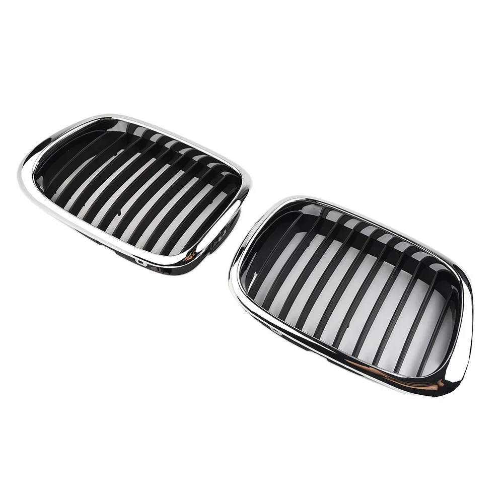 Front Bumper Grille Grill Chrome Black Car Grilles For BMW E39 5-Series 525 530 535 540 M5 97-03 Accessories Replacement 1 Pair