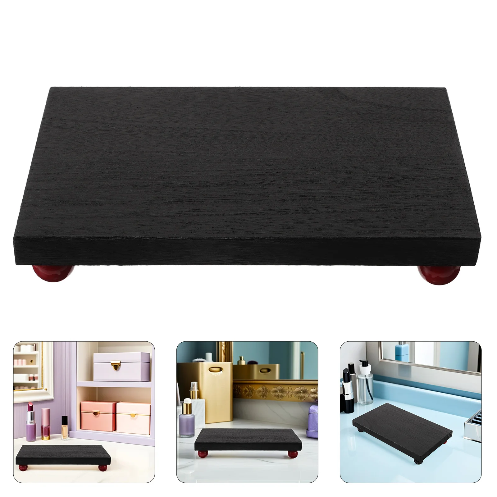 

Дисплей для духов из цельного дерева, прямоугольный органайзер для туалетного столика для спальни, ванной комнаты, прихожей, прочный лоток для хранения духов, косметики