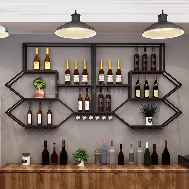 Metal Shelves Wine Cabinet Living Room Storage Kitchen Restaurant Display Bar Cabinet Modern Estante Drinking Bar Furniture view 5