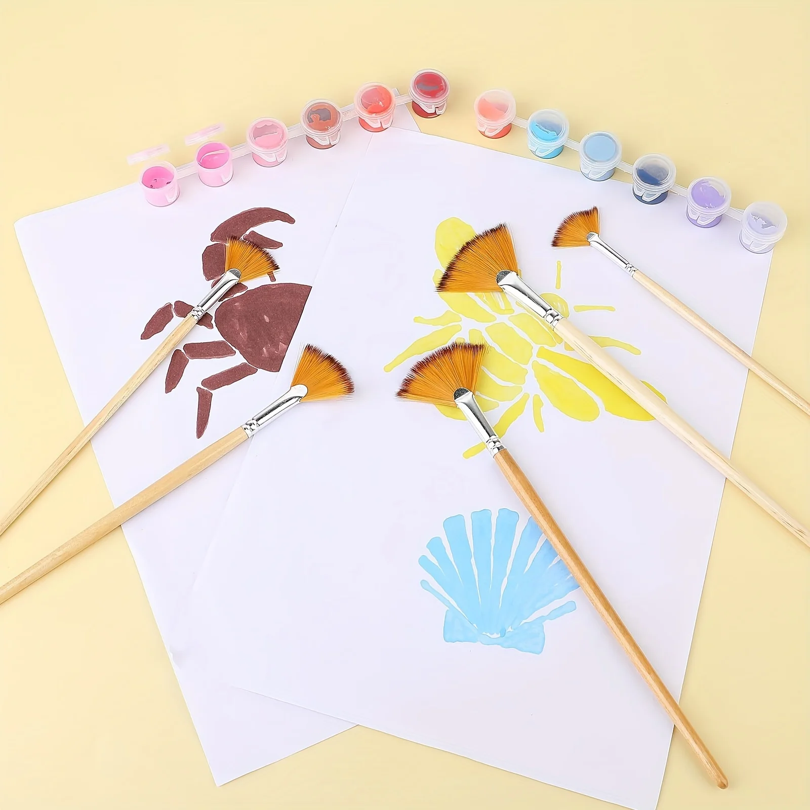 5/15/25 قطعة من فرش طلاء المروحة، فرش طلاء أكريليك زيتية من النايلون للشعر المائي، فرش فنية للرسم بالألوان المائية من الأكريليك #3