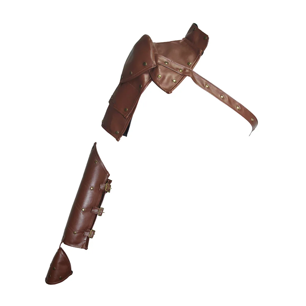 

2Pcs Gothic Split Shawl Brown Hand Sleeves Costume Bracers Halloween Punk Cape Textured Comfort cosplay Outfit Gifts Scarf
