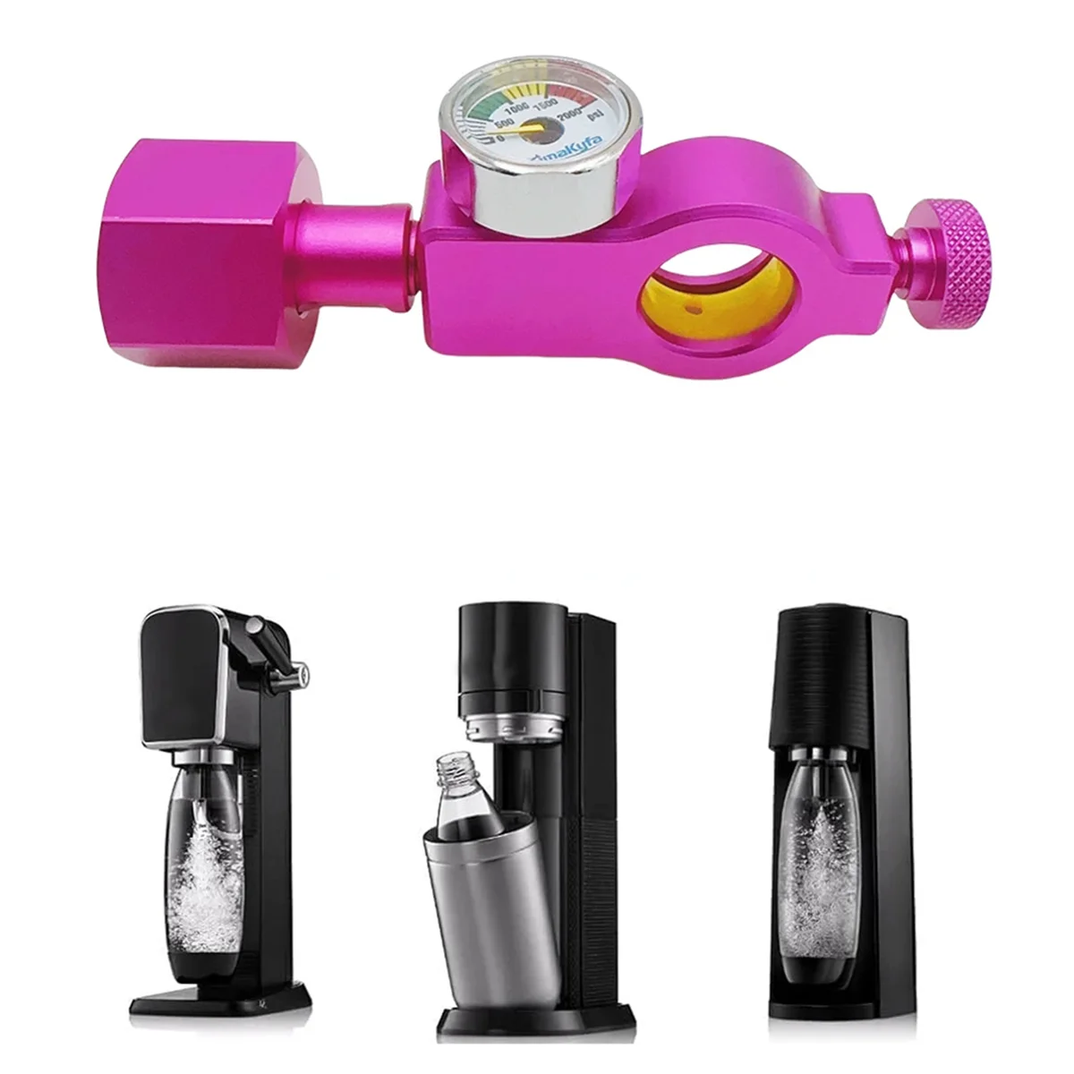 محول محطة تعبئة أسطوانة A002 Co 2 مناسب لـ (Terra DUO Art) Pink Quick Connect Co 2 Cylinder W21.8