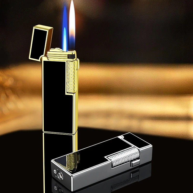 

New High-end Inflatable Lighter with Dual Fire Switch for Men's Metal Business Grinding Wheel Cigarette Accessories