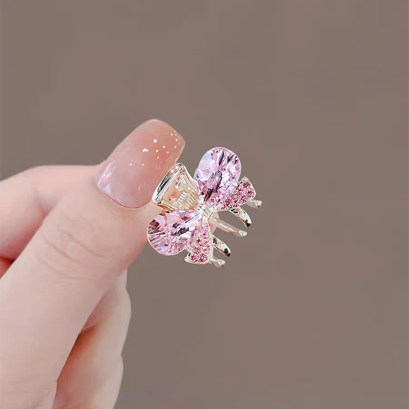 Nieuwe Mode Mini Krab Metalen Haarclips Kleine Haaraccessoires Voor Vrouwen Meisje Met Steentjes Roze Bloem Haarspeld