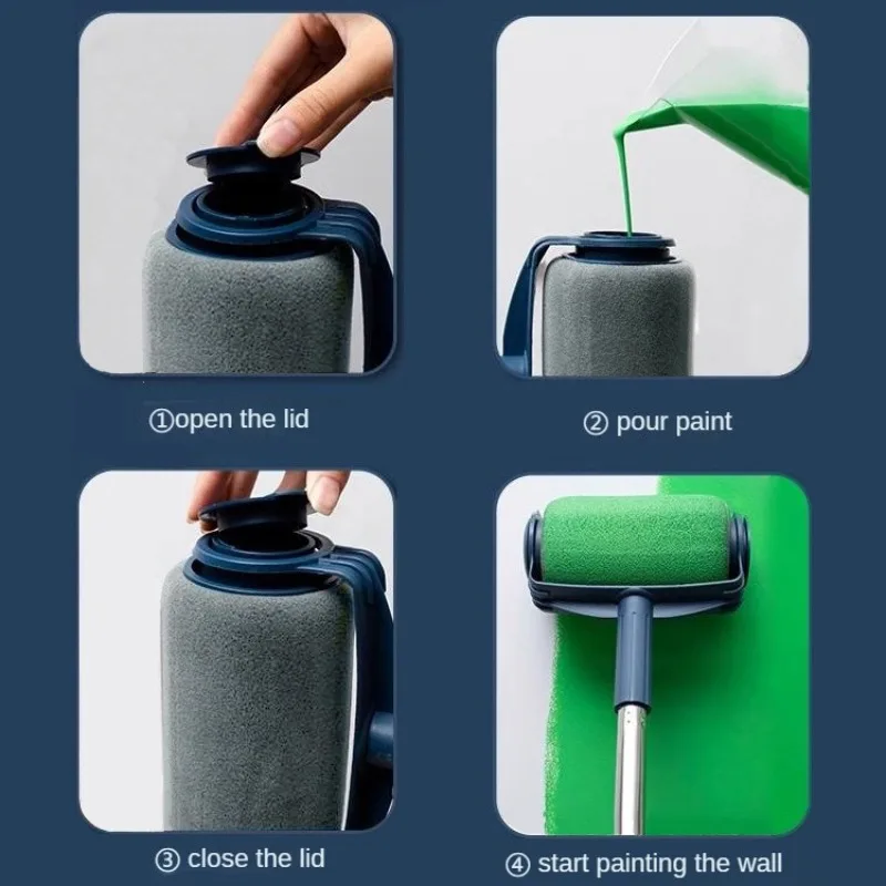 Fine Nap Paint Roller Cover Set, No Dead Corner Latex Wall Painting Roller Brush For Wall Coating
