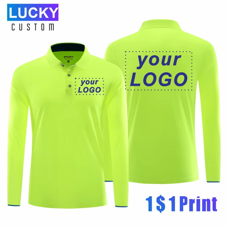 

Long Sleeve Quick Dry Sports Polo Shirt Running Fitness Shirt Customized Logo Printing Embroidery Breathable T-shirt Tops S-6xl