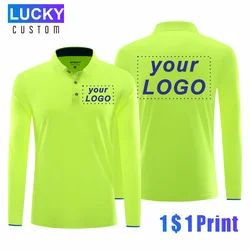 Long Sleeve Quick Dry Sports Polo Shirt Running Fitness Shirt Customized Logo Printing Embroidery Breathable T-shirt Tops S-6xl