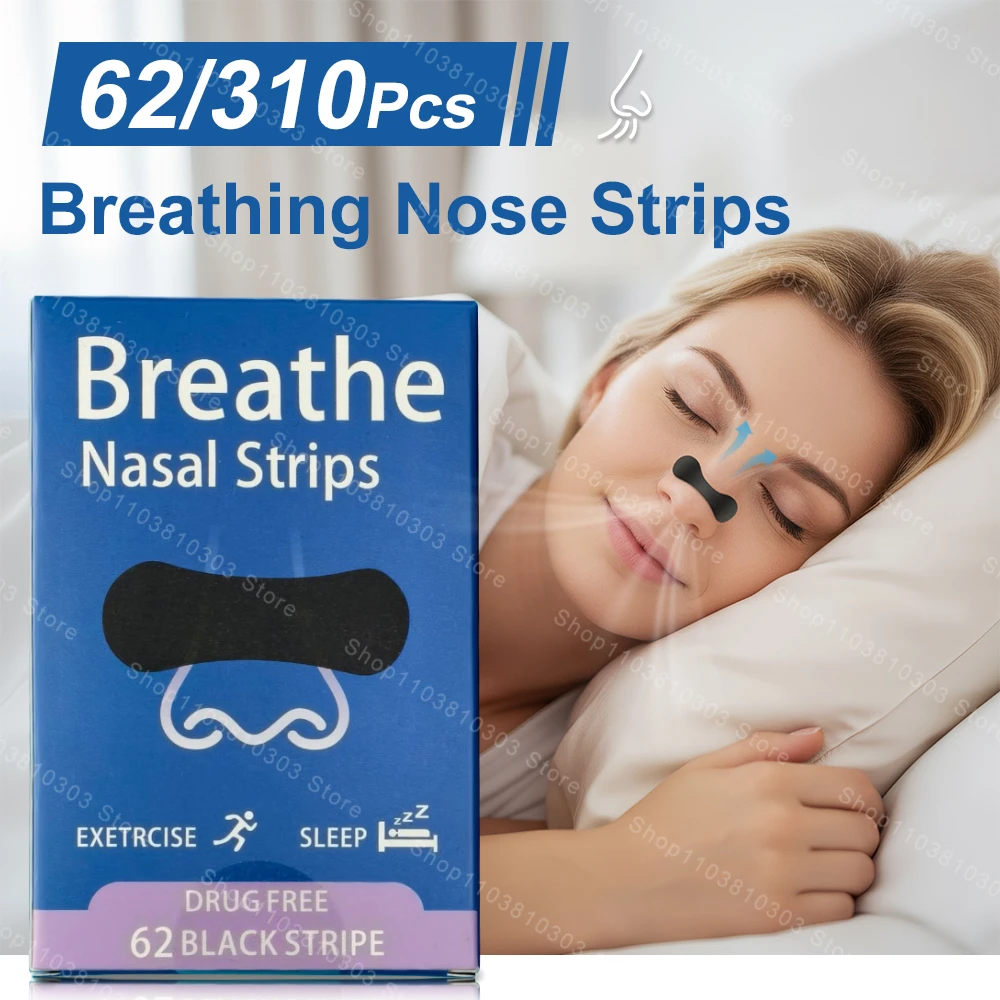 62/310Pcs Breathing Nose Strips, Nasal Strips for Sleeping, Exercise Air Intake and Improve Sleep Strong Anti Snoring Nose Strip