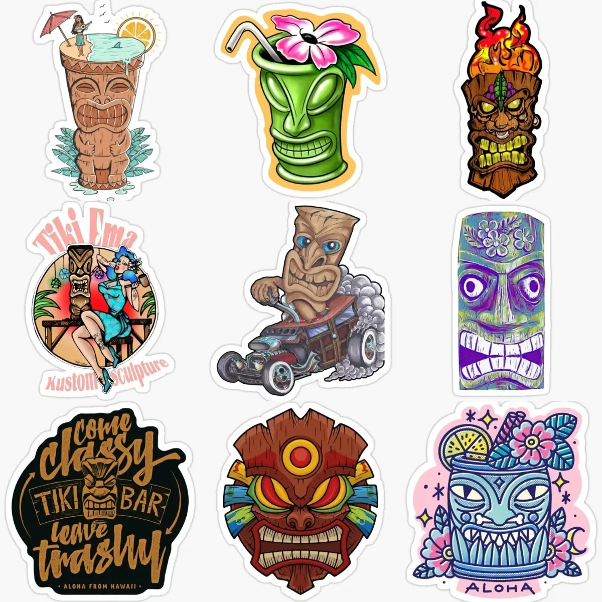 

Tiki Mask Native Totem Personalized PVC Waterproof Stickers Accessories for Decorate Car Van Wall Table Helmet Camper Off-road