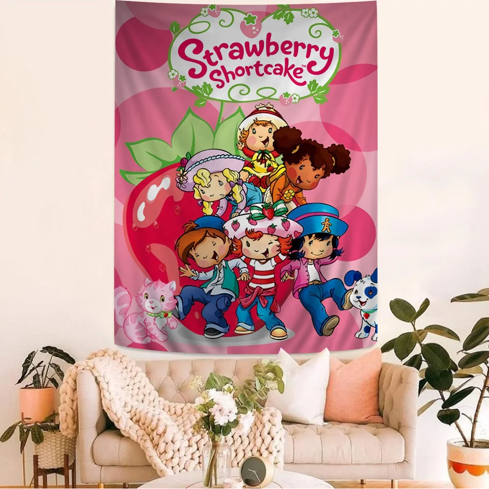 Strawberry Shortcake Colorful Tapestry Wall Hanging Hanging Tarot Hippie Wall Rugs Dorm Wall Art Decor