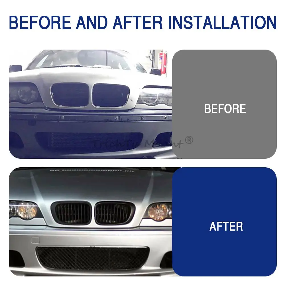 لسيارات BMW 3-Series E46 1998-2001 2/4 أبواب لامعة ملحقات السيارة شواية الكلى الأمامية 318i 320i 325i 330i شبكة سباق أسود ABS