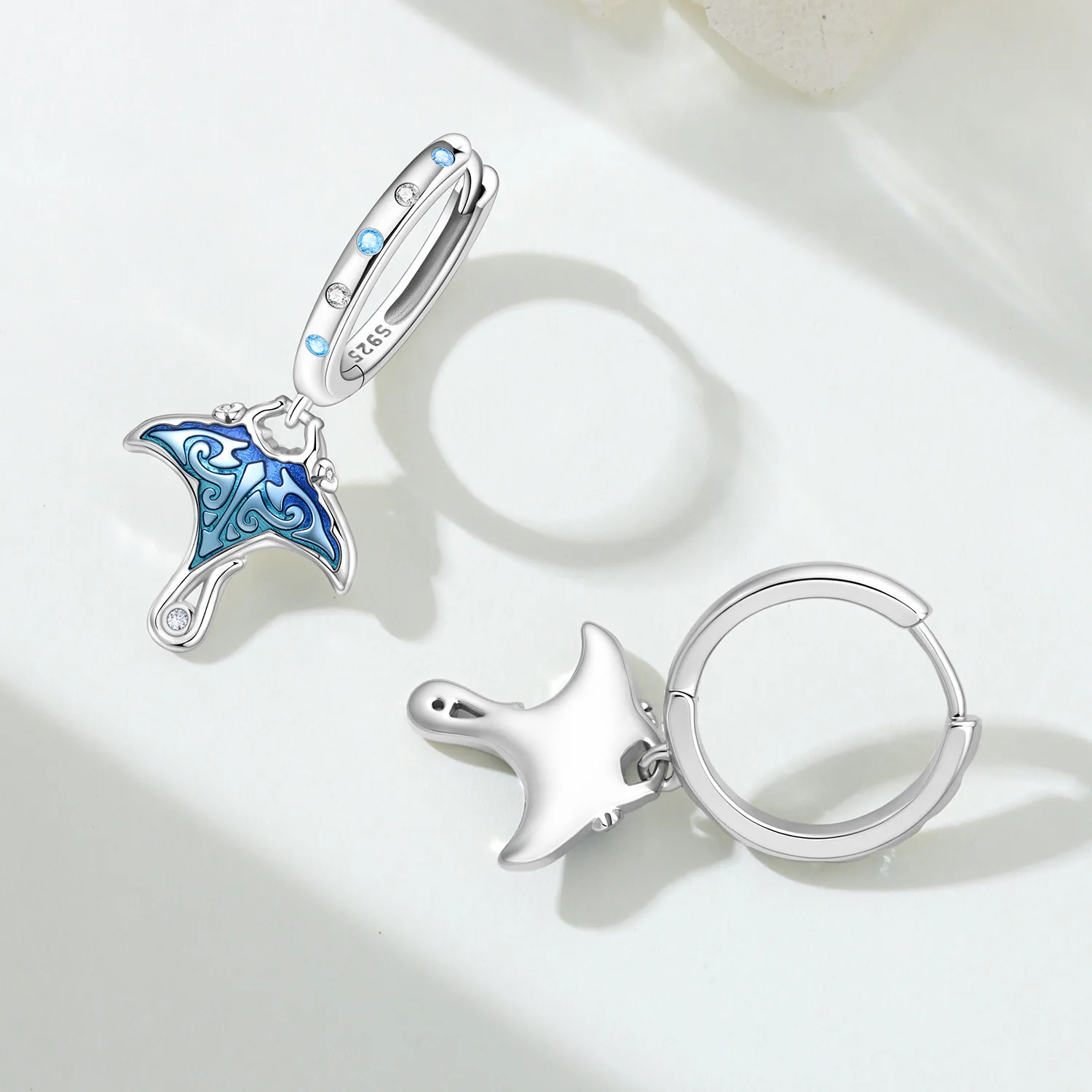 MISEFF S925 Sterling Silver Earring Marine Life Jellyfish Dolphin and Manta Ray Earring Jewelry for Women Daily Birthday Gift