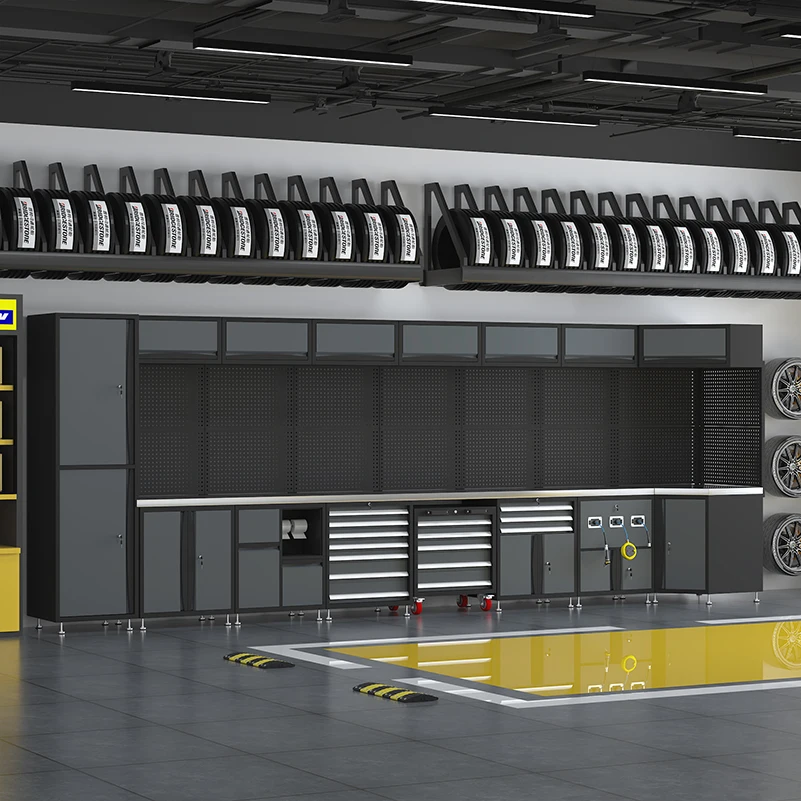 Lemari Garasi Tugas Berat Bengkel Penyimpanan Multifungsi Kabinet Alat Modular untuk Lemari Alat Logam Meja Kerja