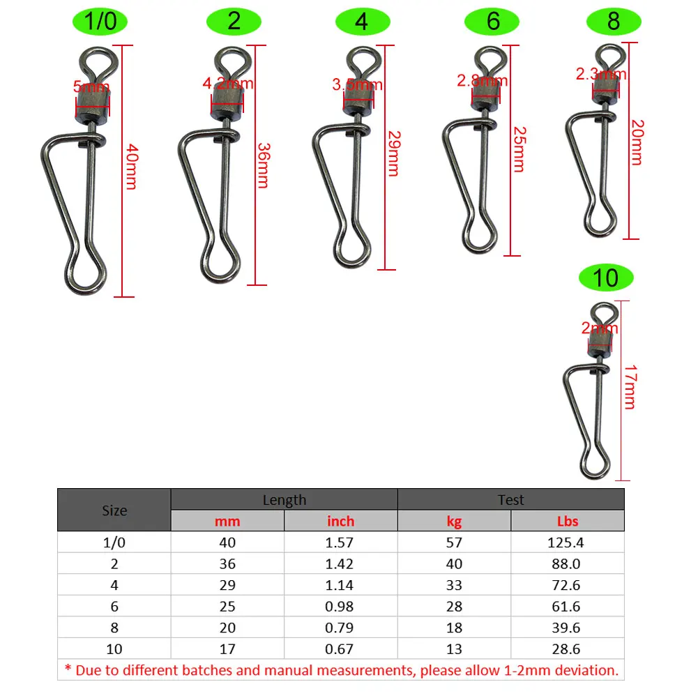 20-1000 PCS Carp Fishing Swivels Swing italian Snap Clips Freshwater Bass  Ice Fishing Lure Connector Freshwater Fishing Tackle