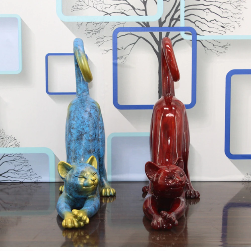 

Modern Abstract Home Decoration Living Room Decoration TV Cabinet Ornaments Cute Cat Ornaments Resin Crafts Home Accessories