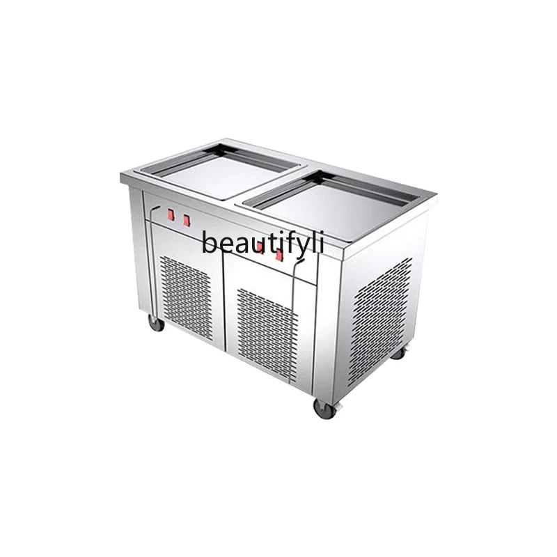 Commercial ice frying machine stall fried yogurt machine plug-in automatic thick cut fruit fried yogurt ice cream machine