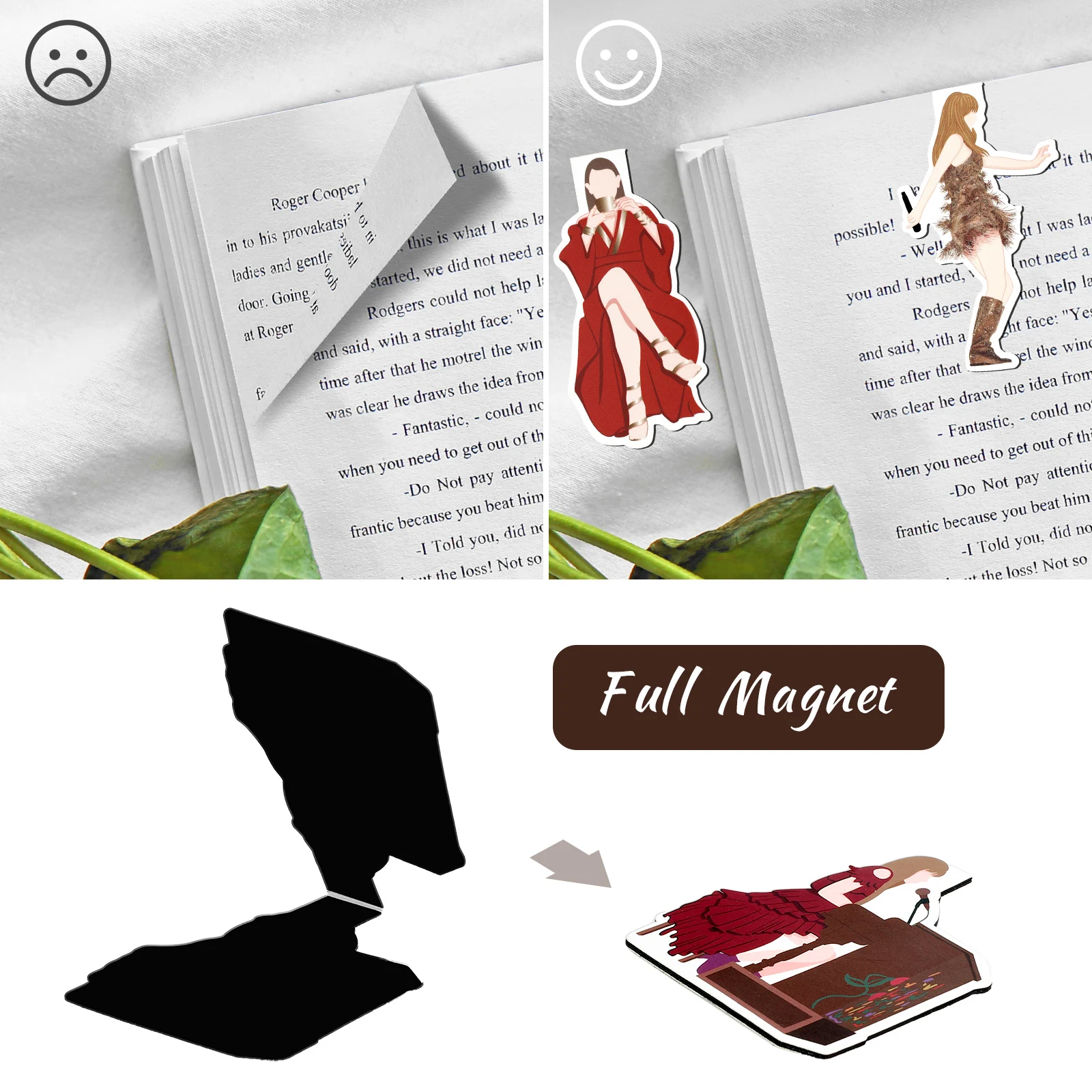 24PCS Magnetic Bookmark for Women Men Page Marker Magnetic Page Clip Magnet Book Marker for Students Teachers Reading