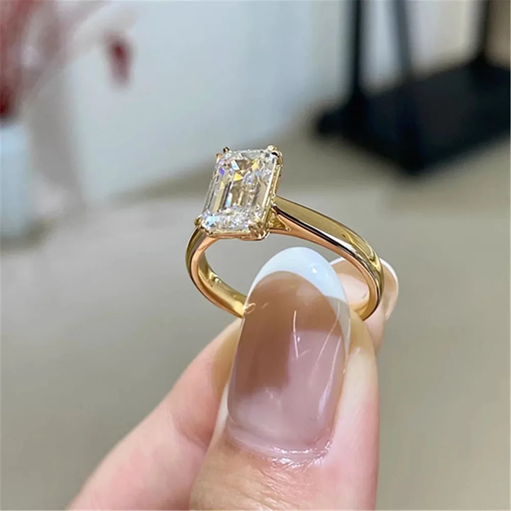 IGI Lab Growing Diamond Ring Emerald shape D Color 3 4 Ct Solid 14K Yellow Gold Ring Diamond wedding ring Factory Engagement