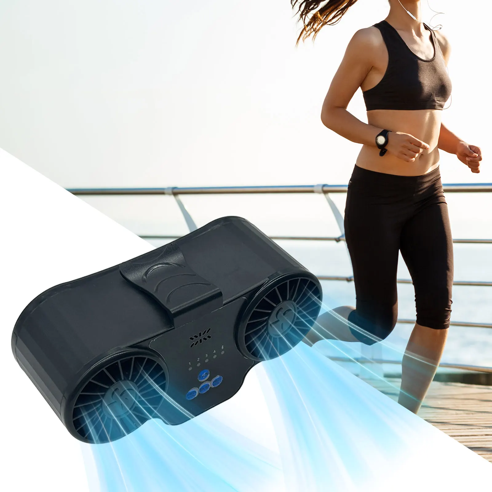 Ventola con Clip in vita multifunzione a 4 velocità con altoparlante ventola di raffreddamento portatile ventola da cintura per campeggio viaggi in ufficio pesca all'aperto