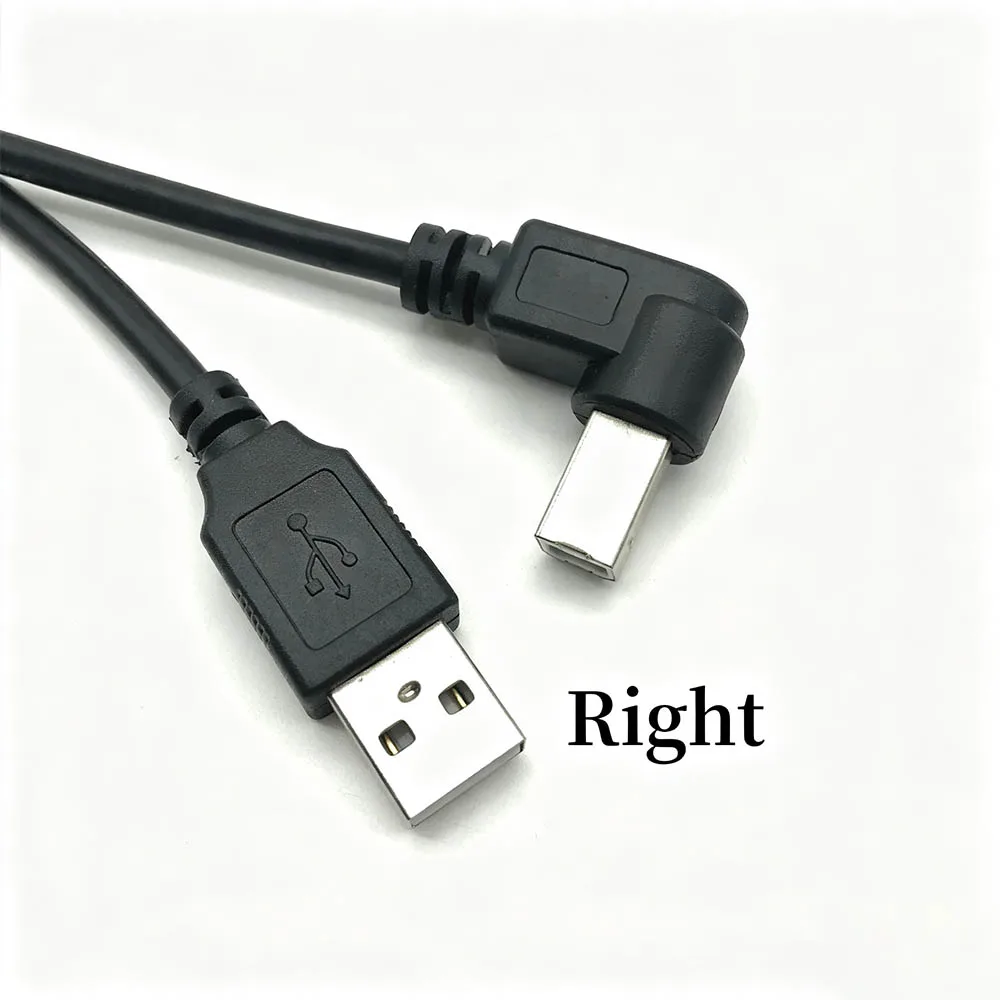 Straight Type A Male to 90 Degree Angled Type B Male USB 2.0 Data Cable Up/Down/Left/Right Angle Options for Printer Scanner 1m