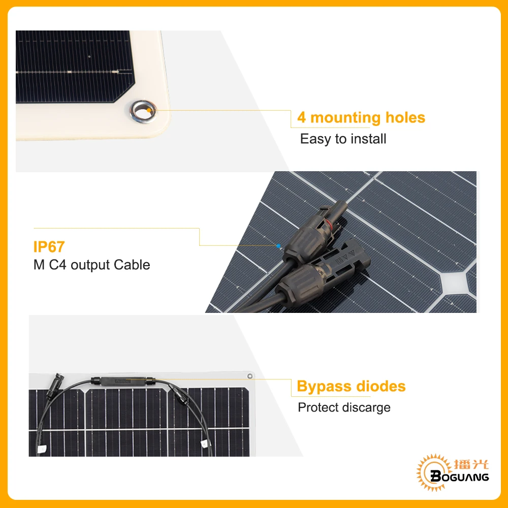 Painel solar 100W 200W Kit de painéis solares Painel Solar 12V Kit Completo 100W 200W 24V Painel Fotovoltaico Flexível 100W Controlador de Energia CÉLULA Solar para bateria Barco Rv Home CE