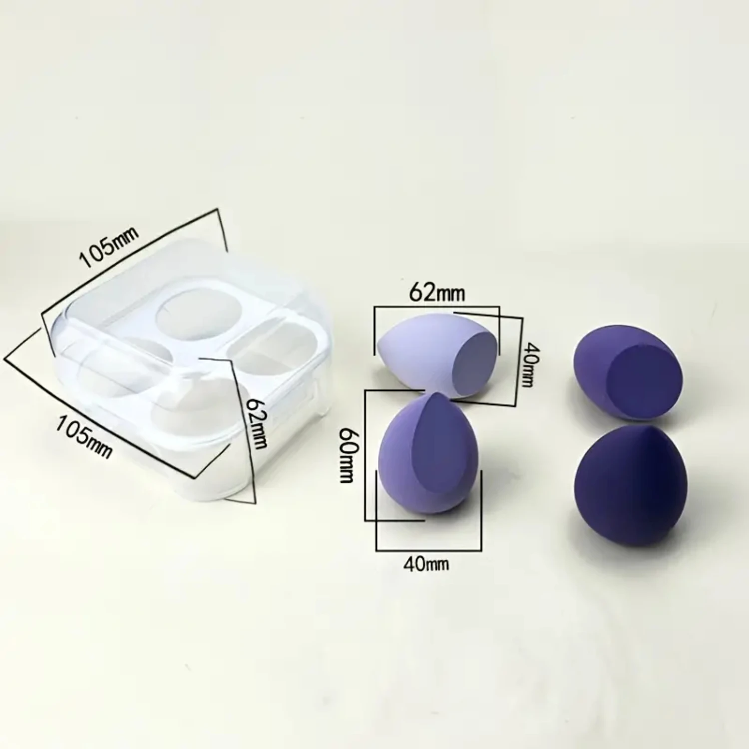 4-delige make-upspons of poederdons, perfect voor nat of droog gecombineerd, cosmetische bal, perfect voor foundation