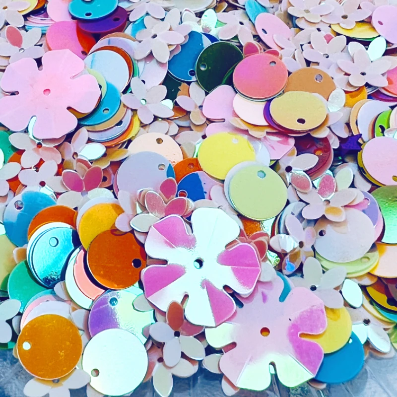 20g Mixed Flowers Sequins 10mm Round Shiny Fragments Colorful Paper Shreds for DIY Crafts Clothing Accessories Party Decoration