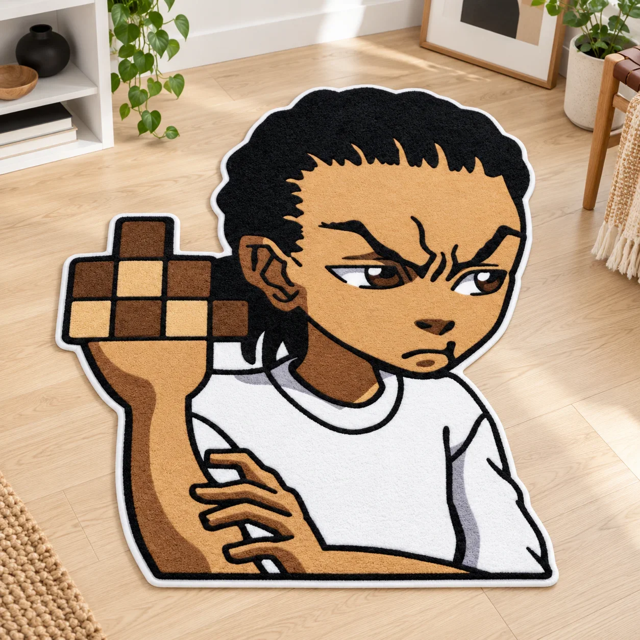 Anime The B-Boondocks Boy Irregular Area Rug, Soft Flannel Floor Mat for Bedroom Game Room Living Room Home Decor Unique Gift