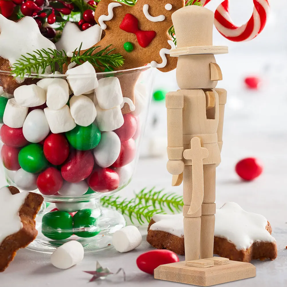 

2Pcs Wooden Nutcracker Puppet DIY Craft Unfinished Soldier Ornament for Christmas Home Decor Xmas Wooden Decoration