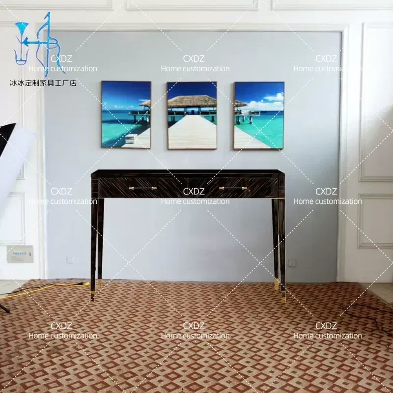 Light Luxury Solid Wood Entrance Cabinet Modern Hallway Console Table with Drawer Decorative Storage Cabinet Neoclassical