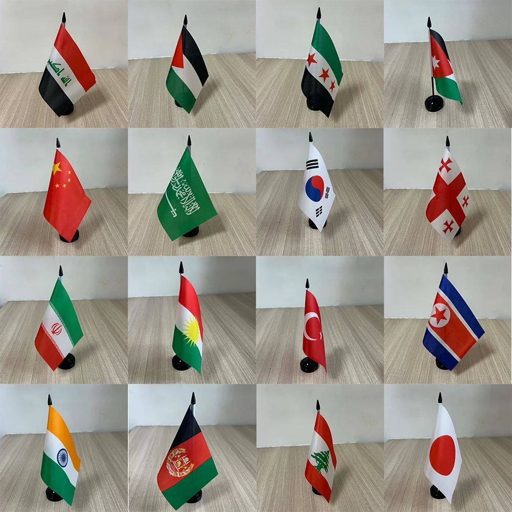 14x21cm Office Desk Flag of all Asia Flag polyester Ornaments Flags Asia flag of the world Desk flag for decoration