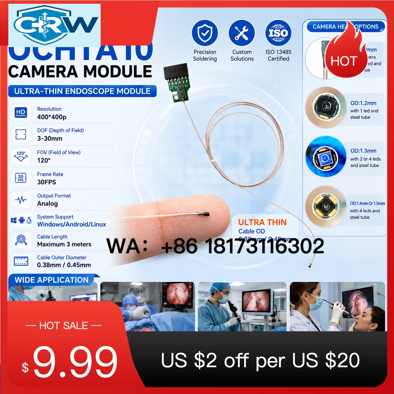 CRW Mini  Medical  Module OCHTA10 OEM&ODM Waterproof  Module for   Inspection Borescope