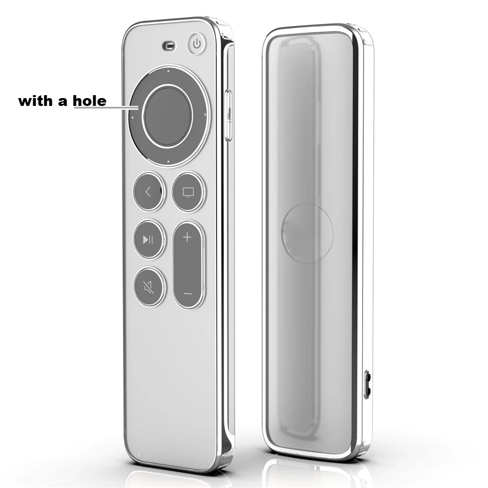 

TPU Soft Case Compatible with Ap ple TV 4k 2021 Remote Prevent Scratches with Drop Protection-Transparent with Silver Edge