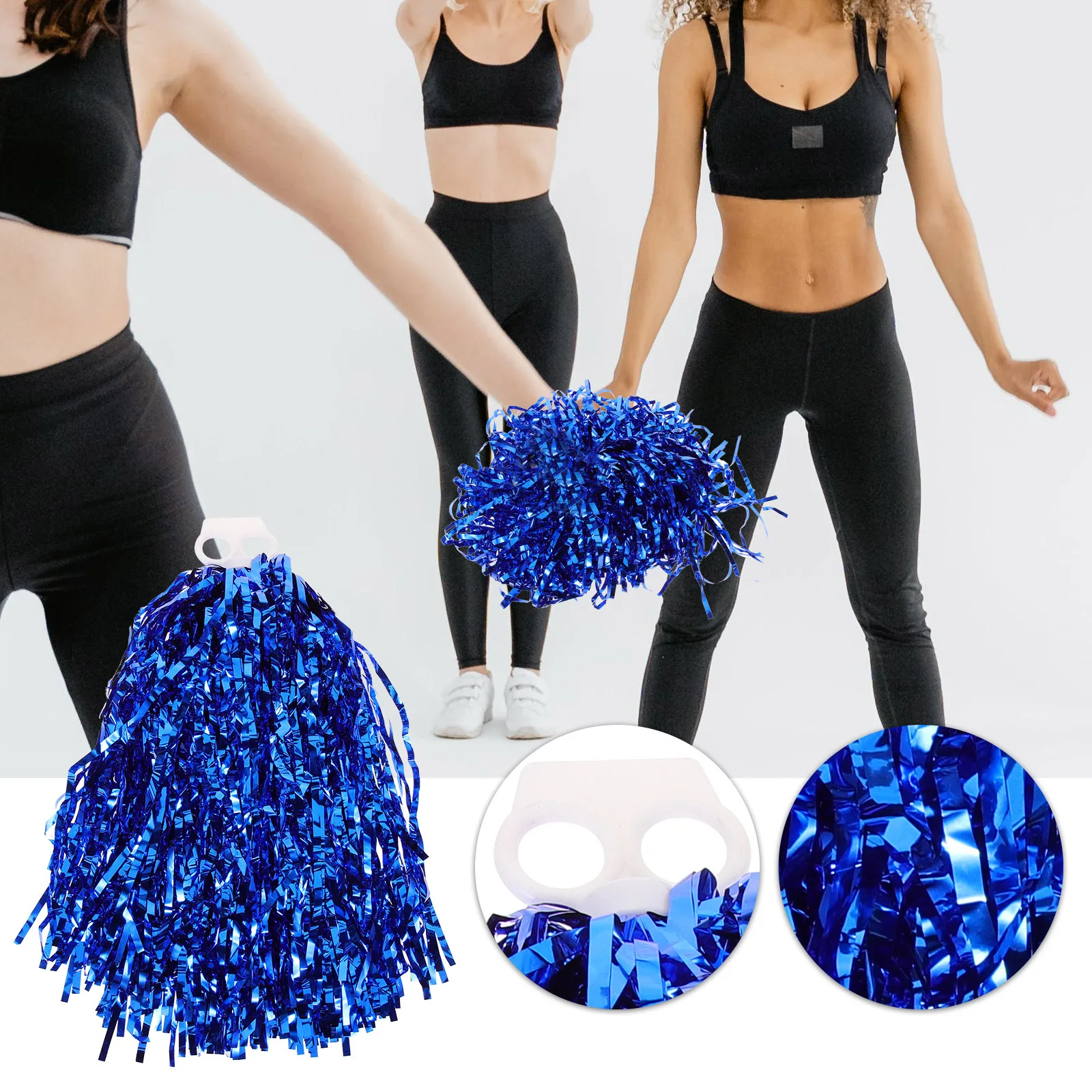 10 szt. Pomponów Cheerleadingowych Kwiaty do Rąk Wielokrotnego Użytku Rekwizyty do Kibicowania na Imprezy Sportowe Występy Niebieskie Akcesoria dla Drużyny