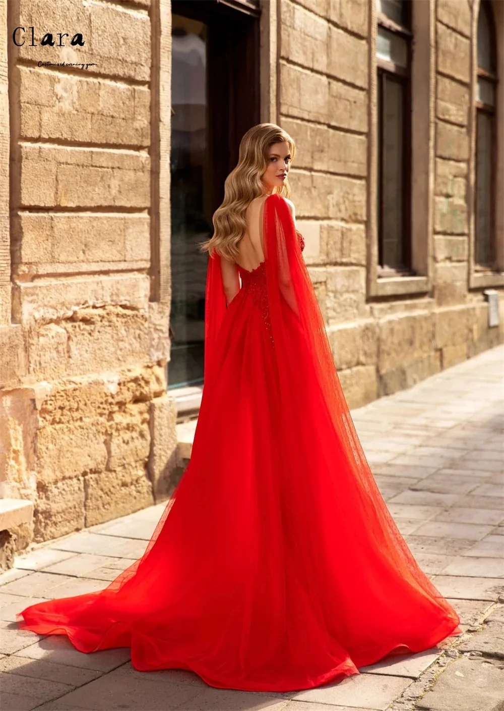 Clara personnalisé rouge un fil broderie chérie femmes robe de soirée de mariage de luxe 2025 robes de soirée luxueuses pour les événements