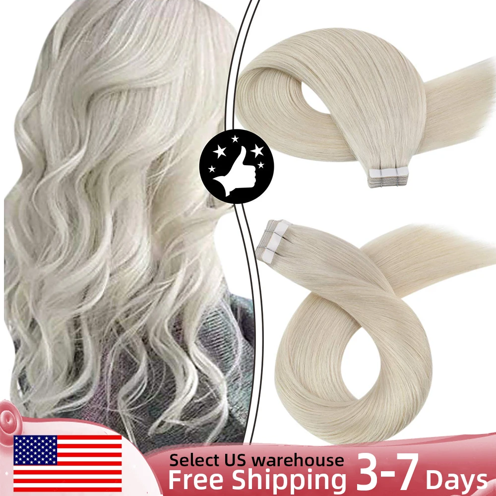 

Moresoo Blonde Tape in Hair Extensions Bleach Blonde 100% настоящие человеческие волосы для наращивания натуральных прямых бразильских волос